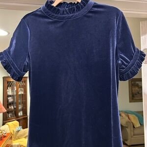 Crown & Ivy Navy Velvet Short Sleeve Top